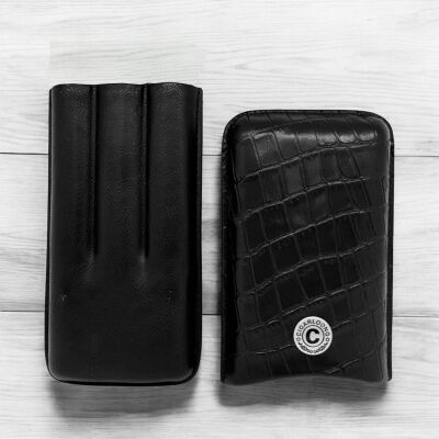 CigarLoong Metal Logolu Deri Puro Kılıfı 3'lü Siyah 62Ring - 3