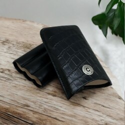 CigarLoong Metal Logolu Deri Puro Kılıfı 3'lü Siyah 62Ring - 4