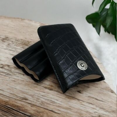 CigarLoong Metal Logolu Deri Puro Kılıfı 3'lü Siyah 62Ring - 4