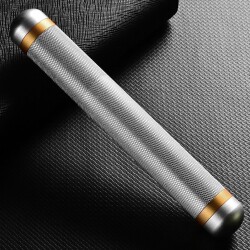 Cigarloong Metal Puro Kılıfı Tüpü Tekli Silver 54 Ring - CigarLoong (1)