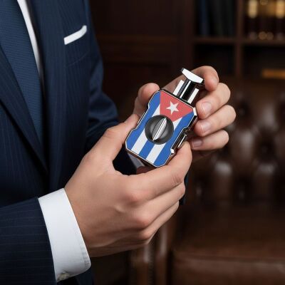 Cigarloong Metal Puro V Kesici 60 Ring Cuban Flag - 3