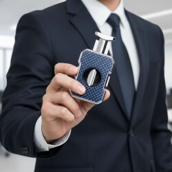 Cigarloong Metal Puro V Kesici 60 Ring Mavi Karbon - 3