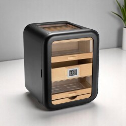 Cigarloong Skylight Camlı 5 Çekmeceli Puro Kutusu Siyah 80's - 2