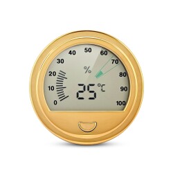Cigarloong Yuvarlak Dijital Higrometre Nem Isı Ölçer Gold 7cm - CigarLoong