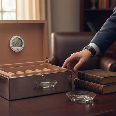 Cigarloong Yuvarlak Dijital Higrometre Nem Isı Ölçer Silver 7cm - 3