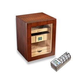 Cigarspa Elektronik Nemlendiricili Camlı 3 Çekmeceli Puro Kutusu Humidor Ceviz - CigarLoong