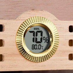 Cigarspa Elektronik Nemlendiricili Camlı 4 Çekmeceli Puro Kutusu Humidor Ceviz - 4