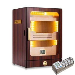 Cigarspa Elektronik Nemlendiricili Camlı Işıklı Puro Kutusu Humidor Ceviz - CigarLoong