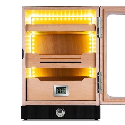 Cigarspa Elektronik Nemlendiricili Camlı Işıklı Puro Kutusu Humidor Siyah - 5