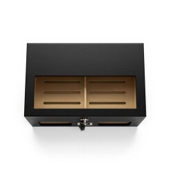 Cigarspa Elektronik Nemlendiricili Camlı Puro Kutusu Humidor Mat Siyah - 4