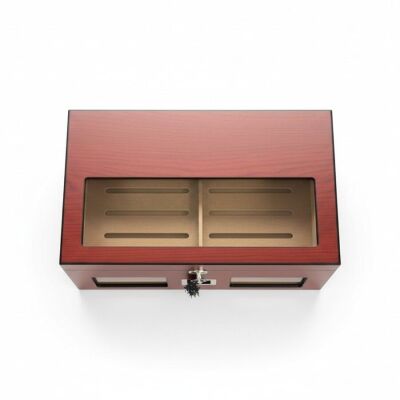 Cigarspa Elektronik Nemlendiricili Camlı Puro Kutusu Humidor Maun - 4