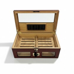 Cigarspa Elektronik Nemlendiricili Camlı Puro Kutusu Humidor Maun - 5