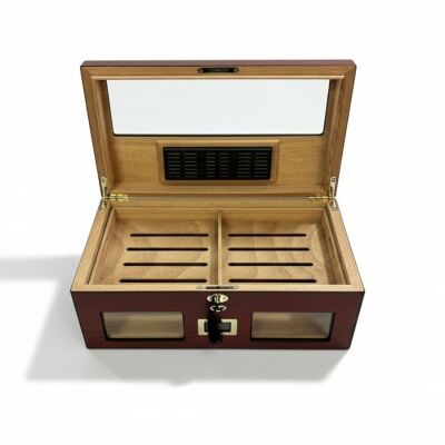 Cigarspa Elektronik Nemlendiricili Camlı Puro Kutusu Humidor Maun - 5