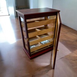 Cigarspa Elektronik Nemlendiricili Gastro Camlı 4 Raflı Puro Kutusu Humidor Kabinet Kahve - SİKARLAN (1)