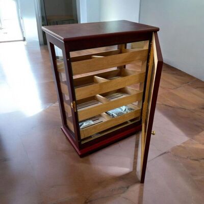 Cigarspa Elektronik Nemlendiricili Gastro Camlı 4 Raflı Puro Kutusu Humidor Kabinet Kahve - 2