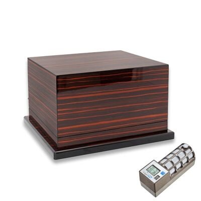 Cigarspa Elektronik Nemlendiricili Teleskopik 3 Raflı Puro Kutusu Abanoz - 1