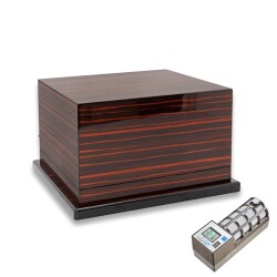 Cigarspa Elektronik Nemlendiricili Teleskopik 3 Raflı Puro Kutusu Abanoz - Lubinski İtaly