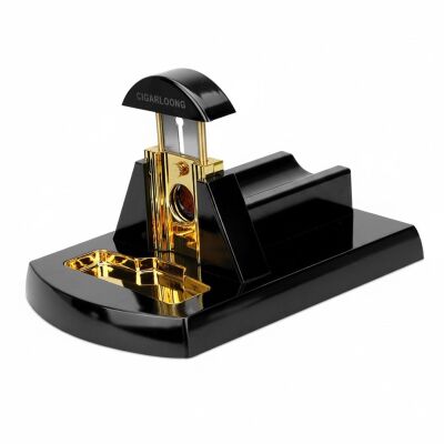 Classic Ahşap Masa Puro Kesici Giyotin Siyah Gold - 1