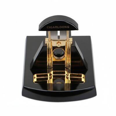 Classic Ahşap Masa Puro Kesici Giyotin Siyah Gold - 2