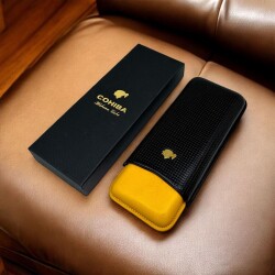 Cohiba Deri Puro Kılıfı 3lü Siyah/Sarı (56Ring) - 4