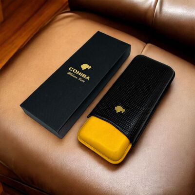 Cohiba Deri Puro Kılıfı 3lü Siyah/Sarı (56Ring) - 4