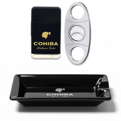 Cohiba Küllük Çakmak ve Metal Kesici Puro Aksesuar Seti Wide Tekli - 1