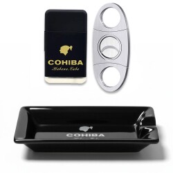 Cohiba Küllük Çakmak ve Metal Kesici Puro Aksesuar Seti Wide Tekli - COHİBA