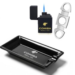 Cohiba Küllük Çakmak ve Metal Kesici Puro Aksesuar Seti Wide Tekli - COHİBA (1)