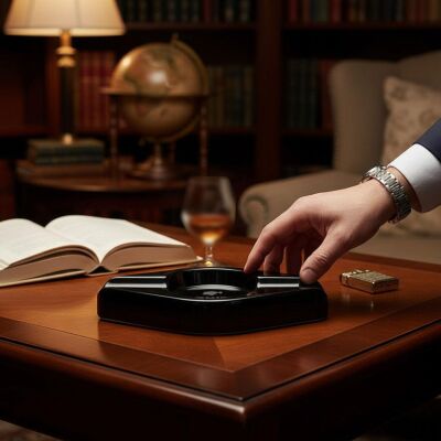 Cohiba Logolu Seramik Puro Küllüğü Siyah Oval 2li - 3