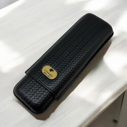 Cohiba Örme Desen Deri Puro Kılıfı 2li Siyah (64Ring) - 2
