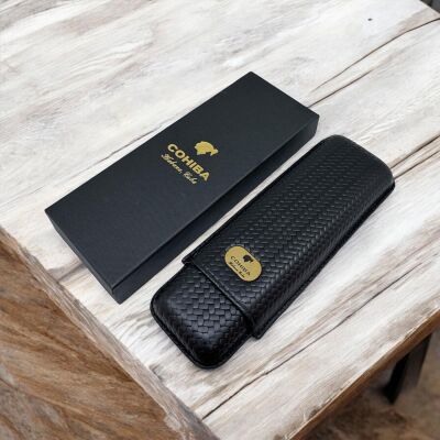 Cohiba Örme Desen Deri Puro Kılıfı 2li Siyah (64Ring) - 4
