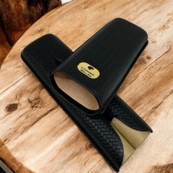 Cohiba Örme Desen Deri Puro Kılıfı 2li Siyah (64Ring) - 3