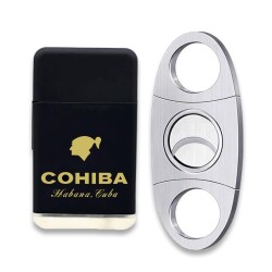 Cohiba Plastik Jet Alev Puro Çakmağı Metal Kesici Seti Siyah - 1