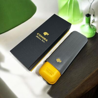 Cohiba Ubrique Deri Puro Kılıfı 2li Sarı/Siyah (64Ring) - 4