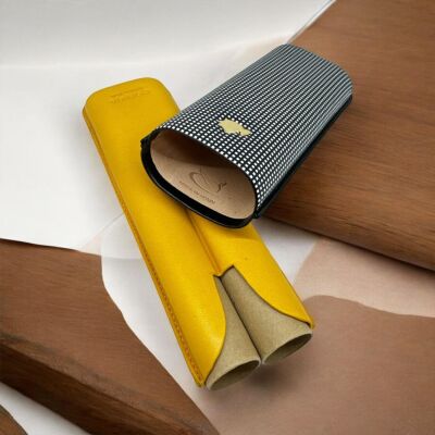 Cohiba Ubrique Deri Puro Kılıfı 2li Sarı/Siyah (64Ring) - 3