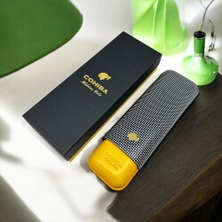 Cohiba Ubrique Deri Puro Kılıfı 2li Sarı/Siyah (64Ring) - 4