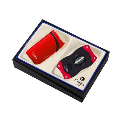 Colibri Falcon Puro Çakmak + V Kesici Seti Metalik Kırmızı - 2
