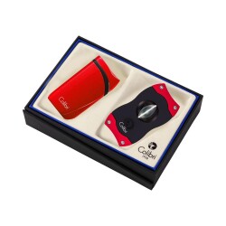 Colibri Falcon Puro Çakmak + V Kesici Seti Metalik Kırmızı - COLİBRİ (1)