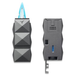 Colibri Quasar Hand 2 Alev Delicili Puro Çakmak Ve Quasar SV Cut Double Puro Kesici Gri Set - COLİBRİ (1)