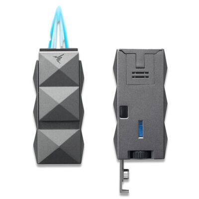 Colibri Quasar Hand 2 Alev Delicili Puro Çakmak Ve Quasar SV Cut Double Puro Kesici Gri Set - 2