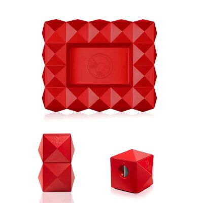 Colibri Quasar Masaüstü Çakmak Kesici Küllük Puro Seti Kırmızı - 2