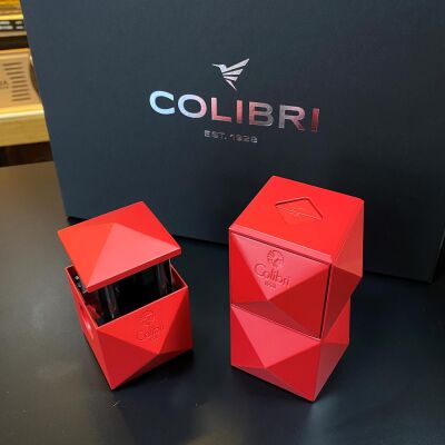 Colibri Quasar Masaüstü Puro Çakmak ve Kesici Seti Kırmızı - 4