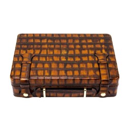 Croco Desen Seyahat Puro Kutusu Humidor İçi Sedir Kahve 18's - Lubinski