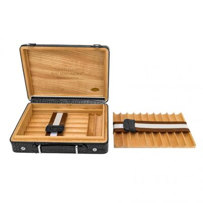 Croco Desen Seyahat Puro Kutusu Humidor İçi Sedir Siyah 18's - 3