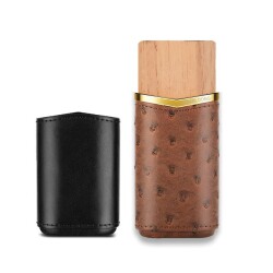Croco Desenli Sedirli Deri Puro Kılıfı 2'li Kahve 58Ring - CigarLoong (1)