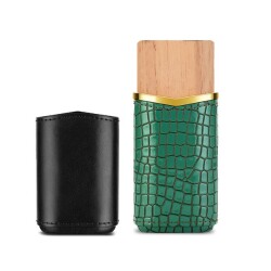 Croco Desenli Sedirli Deri Puro Kılıfı 2'li Yeşil 58Ring - CigarLoong (1)