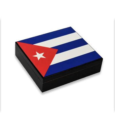 Cuban Flag Desen Puro Kutusu Humidor İçi Magnetli Siyah 20s - 1