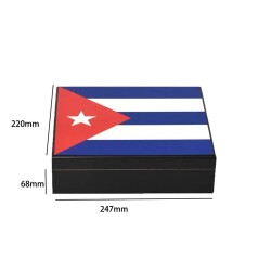 Cuban Flag Desen Puro Kutusu Humidor İçi Magnetli Siyah 20s - 4