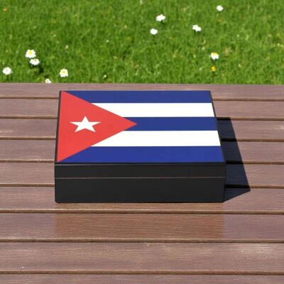 Cuban Flag Desen Puro Kutusu Humidor İçi Magnetli Siyah 20s - 2