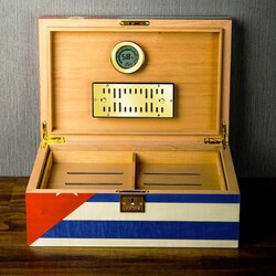 Cuban Flag Humidor Puro Kutusu Mavi Beyaz Lake 80s - Thumbnail